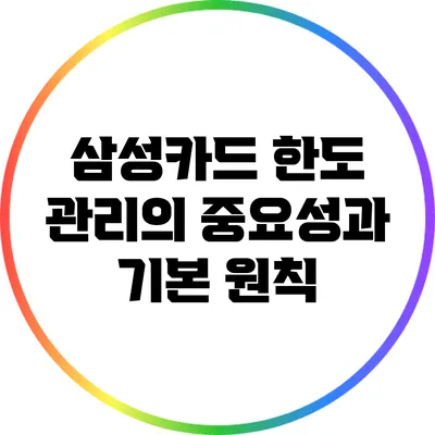삼성카드 한도 관리의 중요성과 기본 원칙