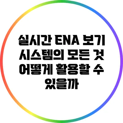 실시간 ENA 보기 시스템의 모든 것: 어떻게 활용할 수 있을까?