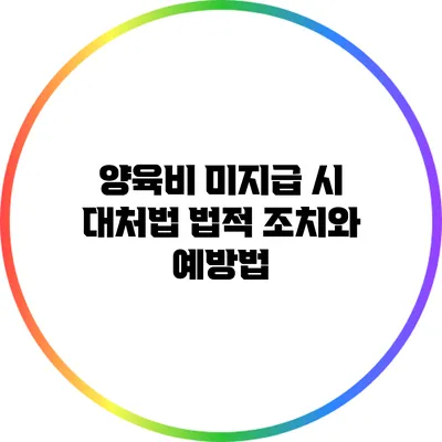 양육비 미지급 시 대처법 법적 조치와 예방법