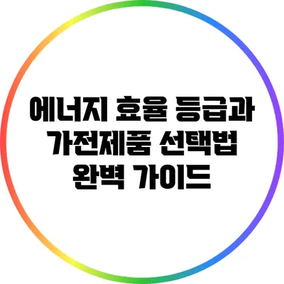 에너지 효율 등급과 가전제품 선택법 완벽 가이드