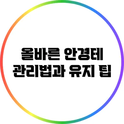 올바른 안경테 관리법과 유지 팁