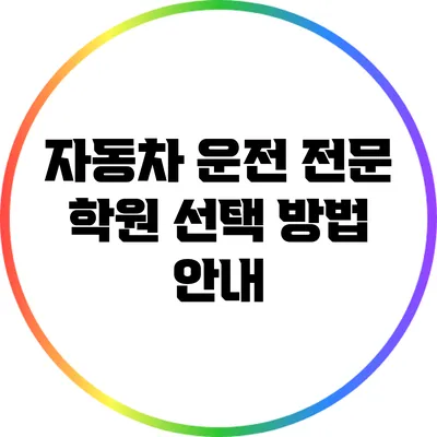 자동차 운전 전문 학원 선택 방법 안내