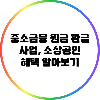 중소금융 원금 환급 사업, 소상공인 혜택 알아보기