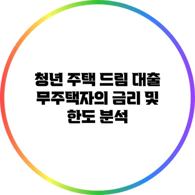청년 주택 드림 대출: 무주택자의 금리 및 한도 분석