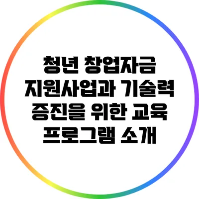 청년 창업자금 지원사업과 기술력 증진을 위한 교육 프로그램 소개