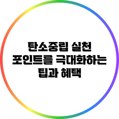 탄소중립 실천 포인트를 극대화하는 팁과 혜택