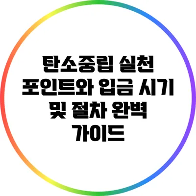 탄소중립 실천 포인트와 입금 시기 및 절차 완벽 가이드