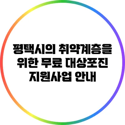 평택시의 취약계층을 위한 무료 대상포진 지원사업 안내