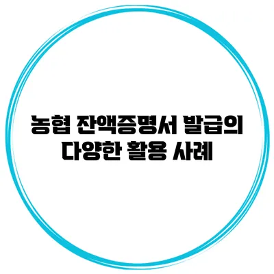 농협 잔액증명서 발급의 다양한 활용 사례