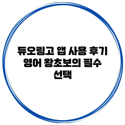 듀오링고 앱 사용 후기: 영어 왕초보의 필수 선택