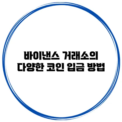 바이낸스 거래소의 다양한 코인 입금 방법