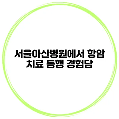 서울아산병원에서 항암 치료 동행 경험담