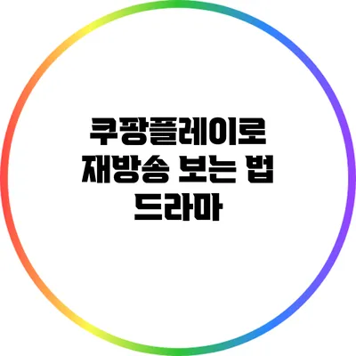 쿠팡플레이로 재방송 보는 법: 드라마