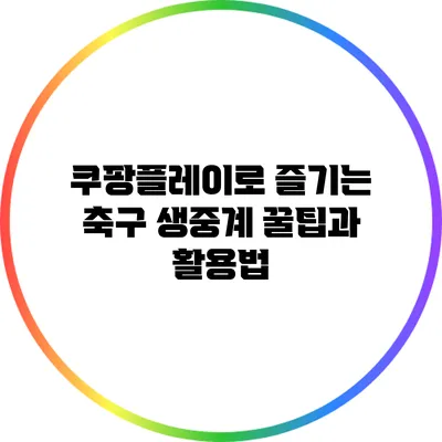 쿠팡플레이로 즐기는 축구 생중계 꿀팁과 활용법