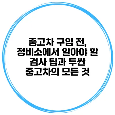 중고차 구입 전, 정비소에서 알아야 할 검사 팁과 투싼 중고차의 모든 것